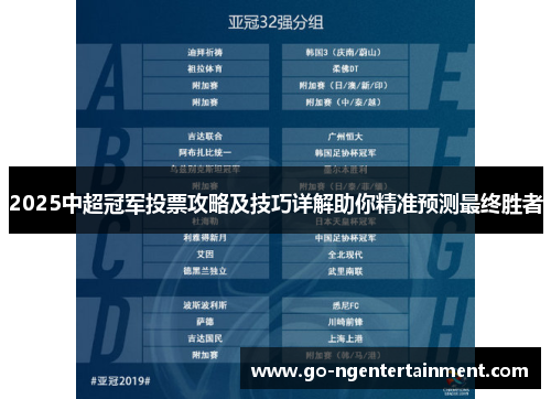 2025中超冠军投票攻略及技巧详解助你精准预测最终胜者
