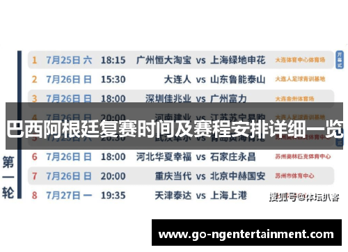 巴西阿根廷复赛时间及赛程安排详细一览